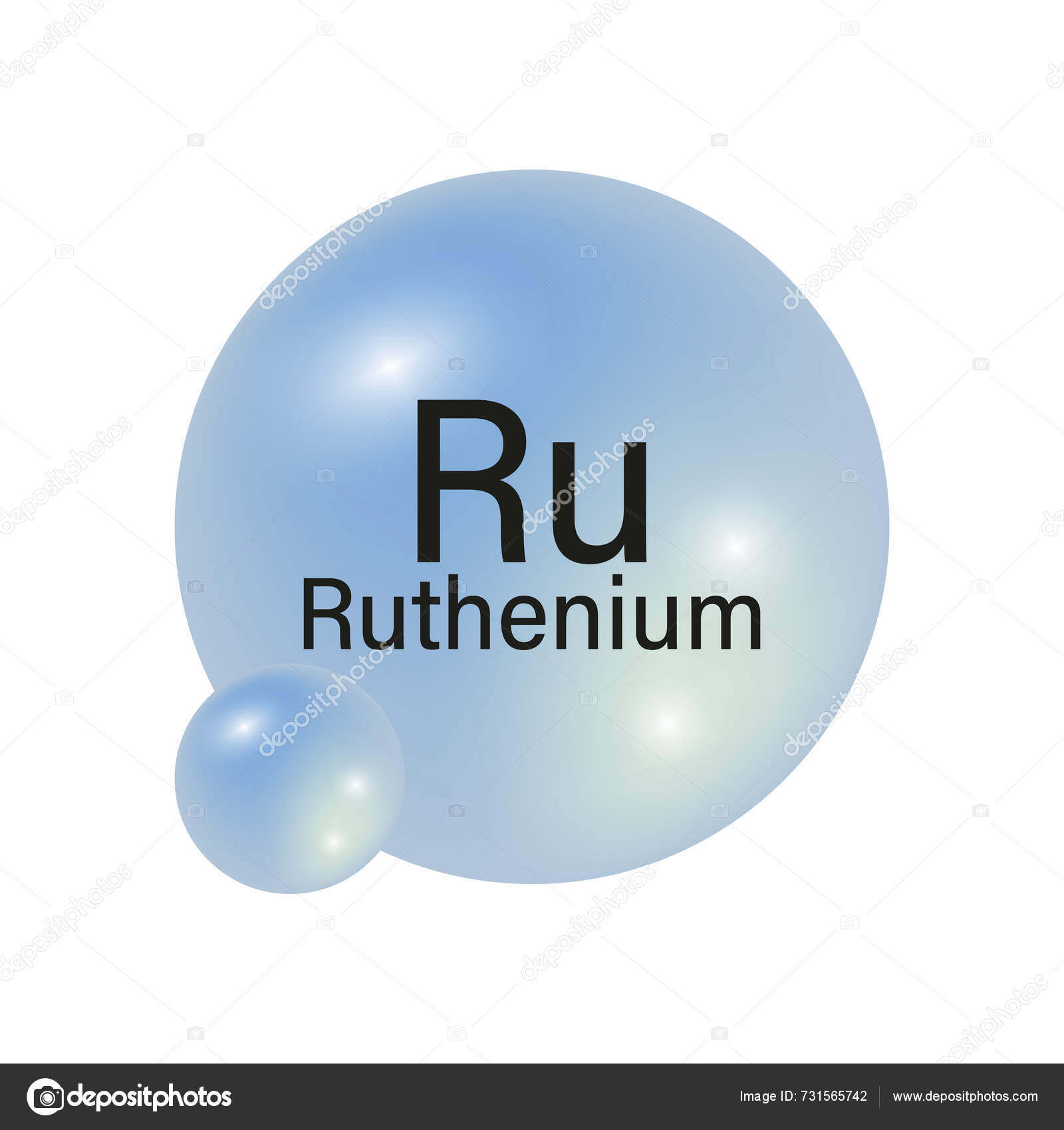 稀土元素符号Ru化学元素蓝色光滑的球体化学概念矢量图解Eps 图库矢量图©sergpolll 731565742