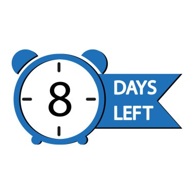 Geri sayım simgesi. Sekiz gün kaldı. Zaman yönetimi sembolü. Vektör çizimi. EPS 10.