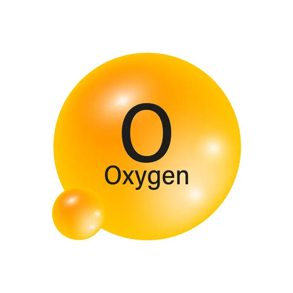 Stock vector Oxygen element symbol. O chemical element. Orange glossy spheres. Chemistry concept. Vector illustration. EPS 10.