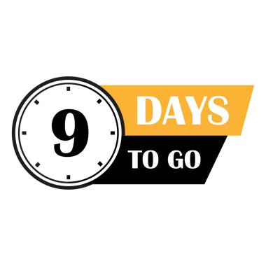 Geri sayım zaman simgesi. Dokuz numaralı detay. Günler kaldı. Vektör çizimi. EPS 10.