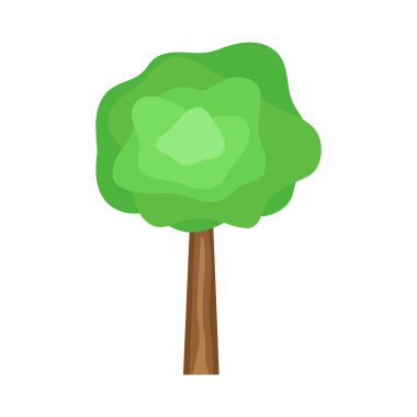 Yeşil ağaç çizimi. Katmanlı yaprak tasarımı. Basit bir çizgi film tarzı. Vektör grafik. EPS 10.