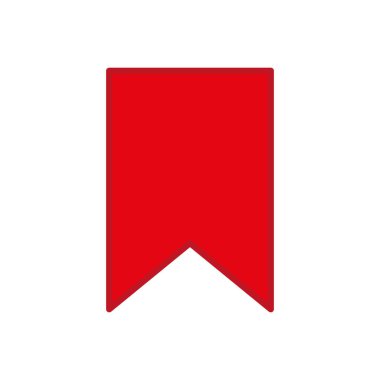 Kırmızı yer imi simgesi. Basit kurdele şekli. Parlak kırmızı vektör. Yer imi sembolü tasarımı. EPS 10.