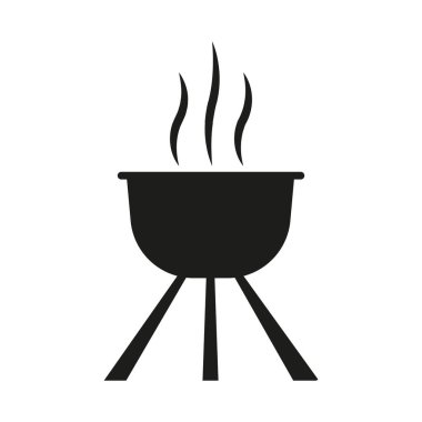 Barbekü ikonu. Sıcak ızgara. Basit siyah siluet. Vektör çizimi. EPS 10.