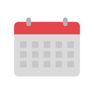 Takvim simgesi. Kırmızı ve gri. Ay ızgara vektörü. Tarih hatırlatma sembolü. EPS 10.