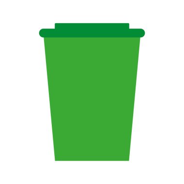 Yeşil çöp kutusu simgesi. Basit çöp kutusu şekli. Parlak yeşil vektör. Çöp sembolü tasarımı. EPS 10.