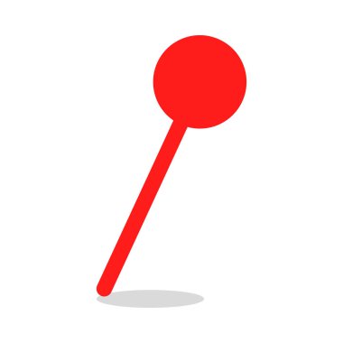 Kırmızı raptiye ikonu. Basit bir iğne şekli. Parlak kırmızı vektör. Pushpin sembolü tasarımı. EPS 10.