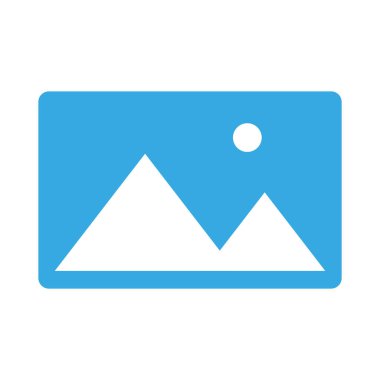 Peyzaj fotoğrafı simgesi. Mavi resim sembolü. Basit vektör çizimi. Minimalist tasarım. EPS 10.