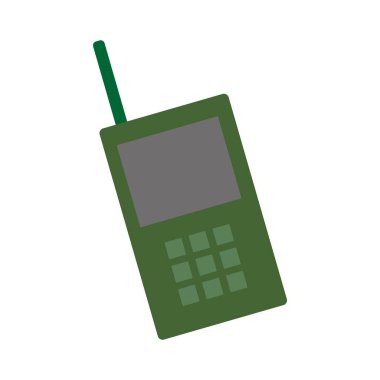 Retro cep telefonu. Yeşil vintage cihaz. Klasik hücre ikonu. Vektör çizimi. EPS 10.