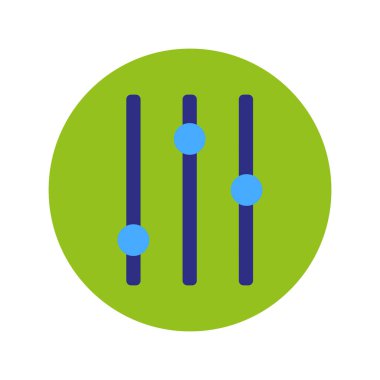 Ayarlar simge vektörü. Mavi kaydırma sembolü. Yeşil çember arka planı. Ayarlama aracı. EPS 10.