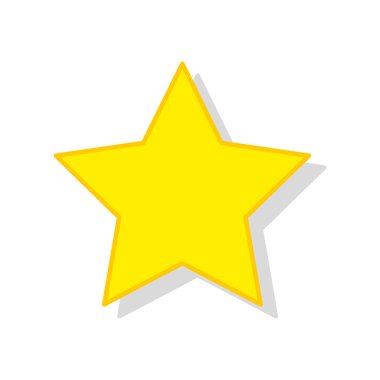Sarı yıldız ikonu. Gölgeli basit bir yıldız şekli. Vektör çizimi. EPS 10.