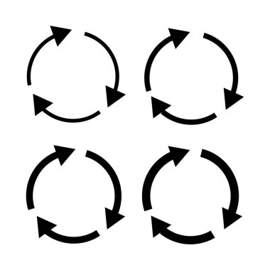 Siyah dairesel oklar. Vektör döndürme simgeleri. Ok döngüsü sembolleri. EPS 10.