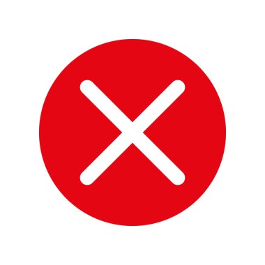 Kızıl Haç simgesi. Kırmızı çemberdeki beyaz X sembolü. Hata veya iptal işareti. EPS 10.