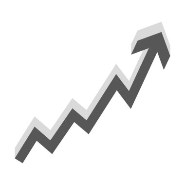 Büyüme ok grafiği. Yükselme eğilimi vektörü. Siyah ve gri tasarım. İş gelişimi sembolü. EPS 10.