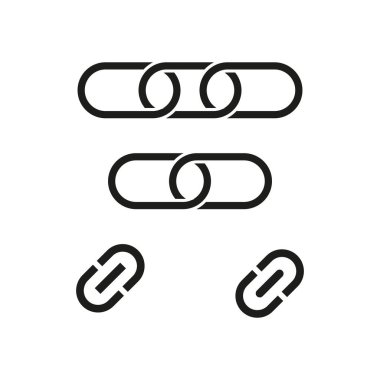 Bağlantı simgeleri. Siyah birbirine bağlı şekiller. Basit ve cesur. Vektör grafik. EPS 10.