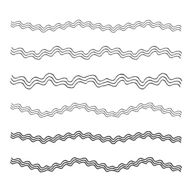 Dalgalı çizgiler. El çizimi vektör. Soyut tasarım elementleri. Dekoratif sınır koleksiyonu. EPS 10.