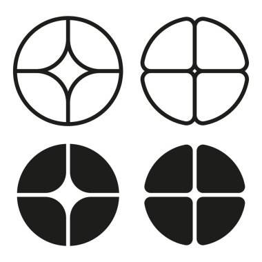 Soyut çember simgeleri. Geometrik çizgiler. Minimalist yuvarlak şekiller. Vektör tasarımı. EPS 10.