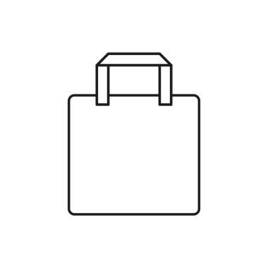 Alışveriş poşeti ikonu. Basit siyah çizgiler. Minimalist tarzda. Vektör grafik. EPS 10.