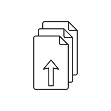 Belge simgesi yükle. Vektör dosya transferi. Siyah ve beyaz. Basit tasarım. EPS 10.