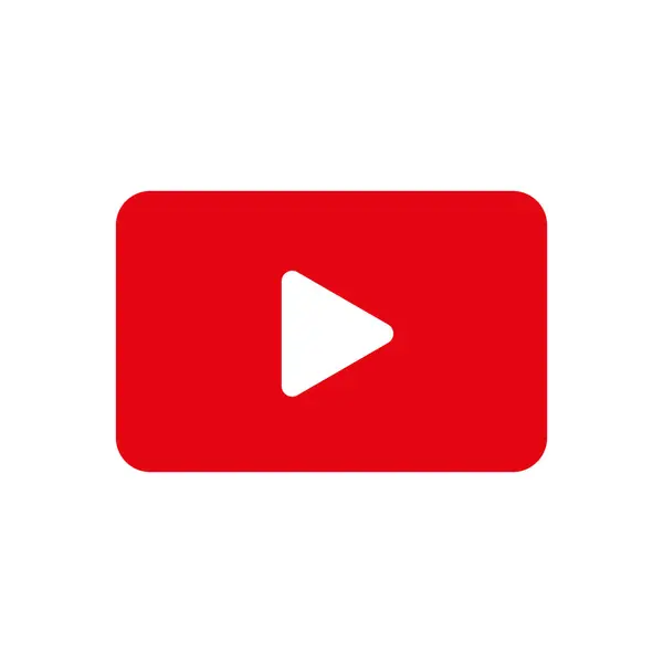 Çal düğmesi simgesi. Beyaz üçgenle kırmızı dikdörtgen. Video oynatma sembolü. EPS 10.