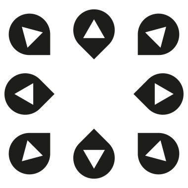 Direction arrow icons. Geometric black vector. Navigation symbols. Modern design. EPS 10. clipart