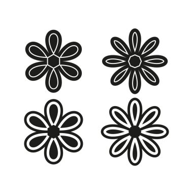 Çiçek ikonu koleksiyonu. Çeşitli desenleri ve stilleri olan çiçek desenleri. Vektör çizimi. EPS 10.
