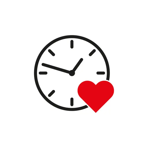 Yürekli saat. Zaman ve aşk. Vektör simgesi. Minimalist tasarım. EPS 10.