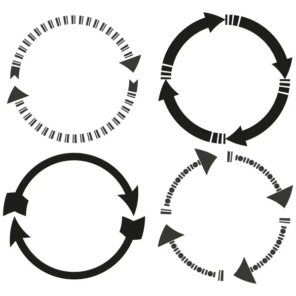 Stock vector Circular arrow icons. Geometric cycle patterns. Black white design. Vector rotation symbols. EPS 10.