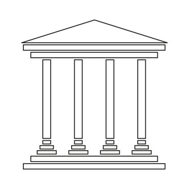Klasik bina ikonu. Sütunları olan bir Yunan ya da Roma tapınağının ana hatları. Minimalist vektör sanatı. EPS 10.