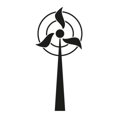Rüzgar türbini simgesi. Siyah dış hat vektörü. Yenilenebilir enerji sembolü. Basit bir tasarım. EPS 10.