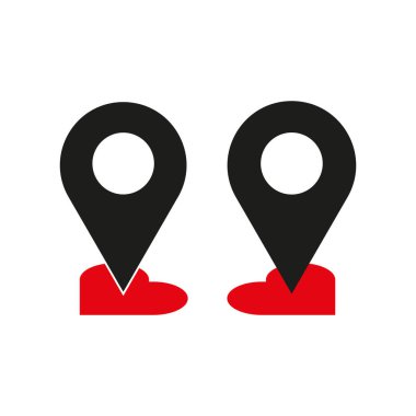 Yer belirleyici simgeleri. Kırmızı ayakkabılar. Yürüyen navigasyon sembolü. Vektör çizimi. EPS 10.