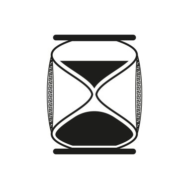 Kum saati vektör simgesi. Geometrik desenli ayrıntı. Zaman geçirme konsepti. Minimalist siyah siluet. EPS 10.