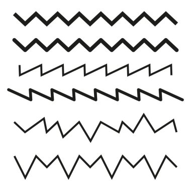 Zigzag hattı hazır. Geometrik siyah desen. Soyut dalgalı şekiller. Basit vektör elementleri. EPS 10.