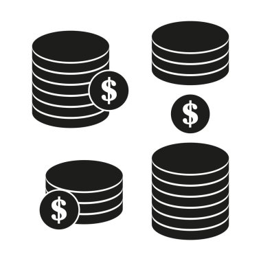 Para yığını simgeleri. Dolar işareti odaklanıyor. Çoklu para yığını. Finansal semboller. EPS 10.