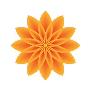 Soyut çiçek simgesi. Turuncu renkte taç yaprakları. Geometrik çiçek şekli. Vektör çizimi. EPS 10.