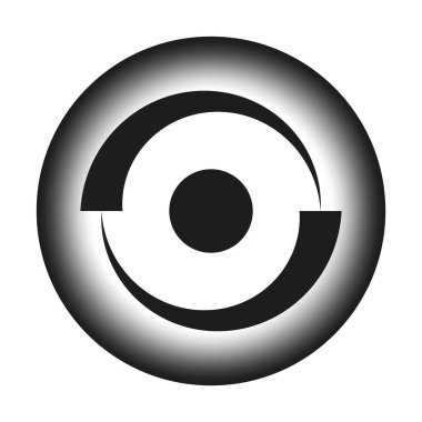 Soyut dairesel simge. Merkez çembere odaklan. Kademe siyah ve beyaz. Vektör sembolü. EPS 10.