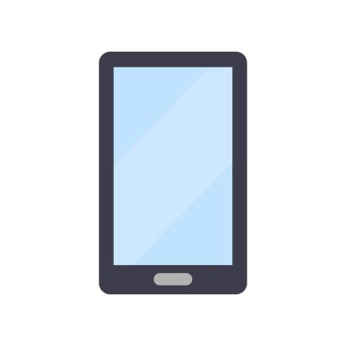 Siyah akıllı telefon ikonu. Mavi ekran detayı. Minimalist vektör çizimi. Basit modern tasarım. EPS 10.