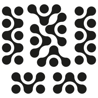 Soyut siyah şekiller. Dairesel bağlantı deseni. Geometrik tasarım elementleri. Vektör grafik. EPS 10.