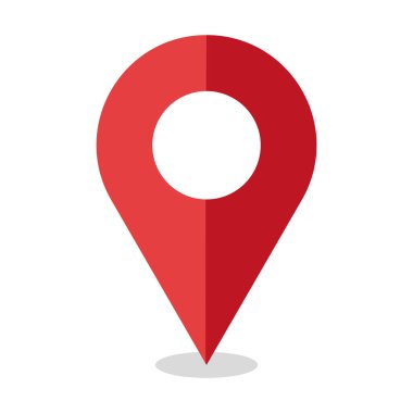 Konum simgesi. Kırmızı harita işareti. GPS yön bulma sembolü. Basit bir coğrafi konum grafiği. EPS 10.