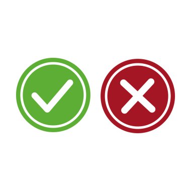 İşaretleme simgesi. Kızıl haç sembolü. Daire şeklinde grafikler. Onaylama ve reddetme işaretleri. EPS 10.