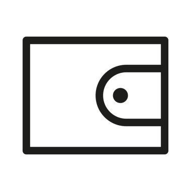 Wallet icon illustration. Minimalist black outline. Simple rectangular shape. Clean modern design. EPS 10. clipart