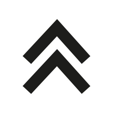 Çift ok simgesi. Yukarı yönlü sembol. Basit vektör tasarımı. Monokrom minimal stil. EPS 10.