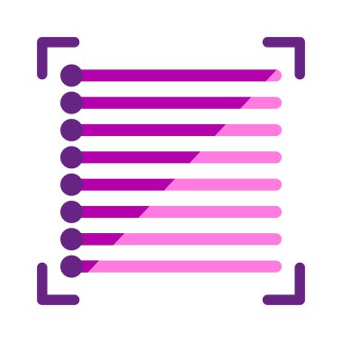 Soyut hizalama simgesi. Paralel çizgiler çizimi. Kademeli mor ve pembe renkler. Vektör geometrik sembol. EPS 10.