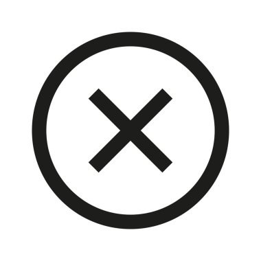 Simge resimlerini iptal et. X sembollü siyah daire. Cesur minimalist tasarım. Basit grafik şekli. EPS 10.