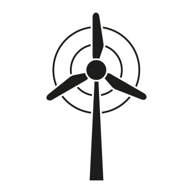 Rüzgar türbini simgesi. Yenilenebilir enerji sembolü. Minimalist siyah siluet. Temiz güç kaynağı. EPS 10.