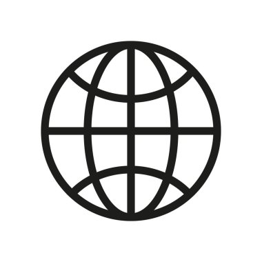 Basit dünya ikonu. Siyah ana hat sembolü. Minimum vektör biçimi. Beyaz arka plan. EPS 10.