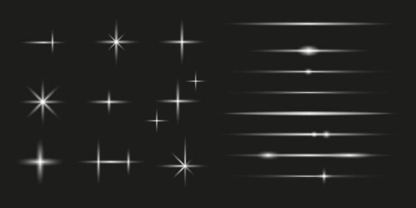 Яркий звездный взрыв. Эффекты легкой полосы. Светящиеся лучи сверкают. Векторный дизайн. EPS 10.