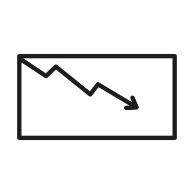 Çizelge simgesi azalıyor. Eğilim sembolü. Grafik çizimi düşüyor. Basit vektör tasarımı. EPS 10.