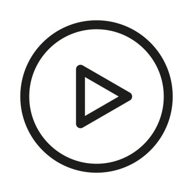 Çal düğmesi simgesi. Minimalist üçgen sembolü. Dairesel taslak. Vektör elemanı. EPS 10.