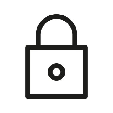 Simge grafiğini kilitle. Asma kilit sembolünü koruyun. Gizlilik koruması amblemi. Vektör kilidi ana hatları. EPS 10.