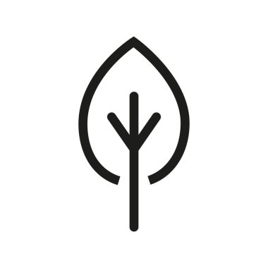 Minimum yaprak simgesi. Kara ağaç sembolü. Doğa vektör şekli. Basit ekolojik tasarım. EPS 10.